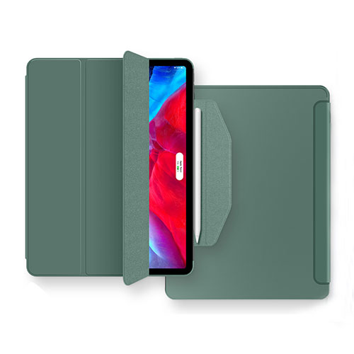 Leather Case Stands Flip Cover L04 Holder for Apple iPad Air 10.9 (2020) Midnight Green