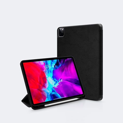Leather Case Stands Flip Cover L04 Holder for Apple iPad Pro 12.9 (2020) Black