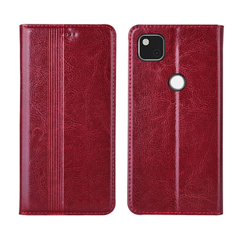 Leather Case Stands Flip Cover L04 Holder for Google Pixel 4a Red Wine