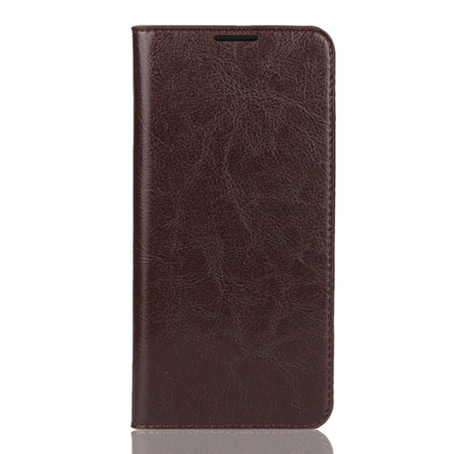 Leather Case Stands Flip Cover L04 Holder for Huawei Y7 (2019) Brown