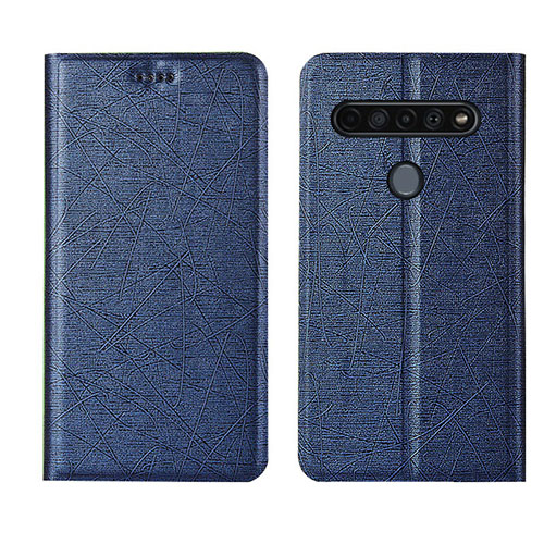 Leather Case Stands Flip Cover L04 Holder for LG K61 Blue