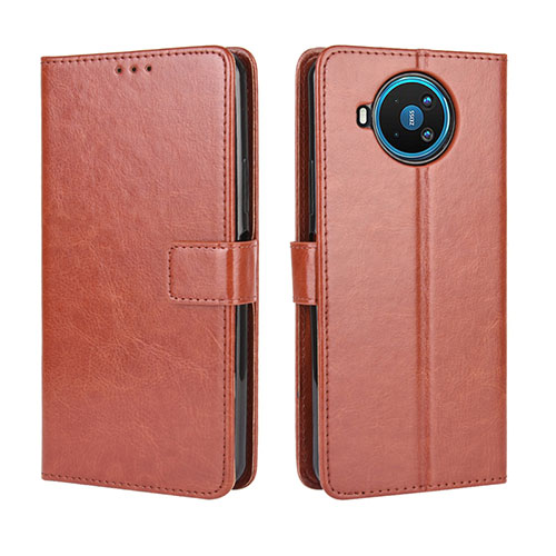 Leather Case Stands Flip Cover L04 Holder for Nokia 8.3 5G Brown