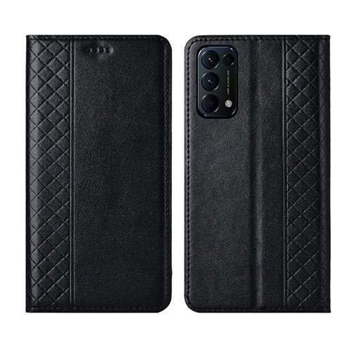 Leather Case Stands Flip Cover L04 Holder for Oppo Reno5 5G Black