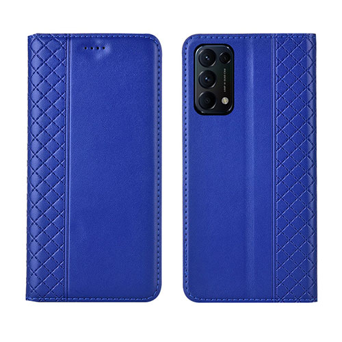 Leather Case Stands Flip Cover L04 Holder for Oppo Reno5 5G Blue