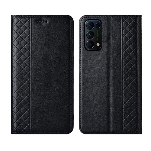 Leather Case Stands Flip Cover L04 Holder for Oppo Reno5 Pro 5G Black