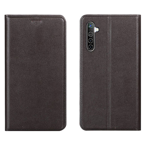 Leather Case Stands Flip Cover L04 Holder for Realme X2 Brown