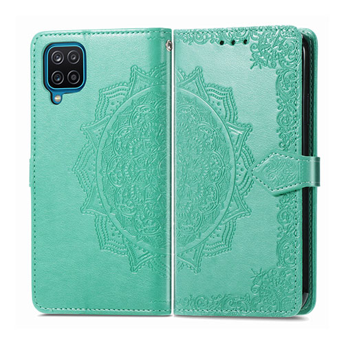 Leather Case Stands Flip Cover L04 Holder for Samsung Galaxy A12 Nacho Matcha Green