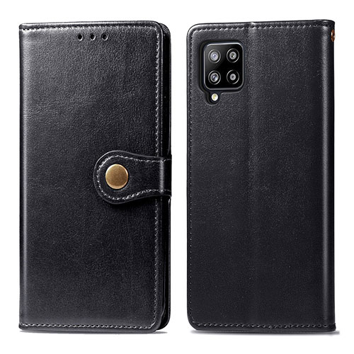 Leather Case Stands Flip Cover L04 Holder for Samsung Galaxy A42 5G Black