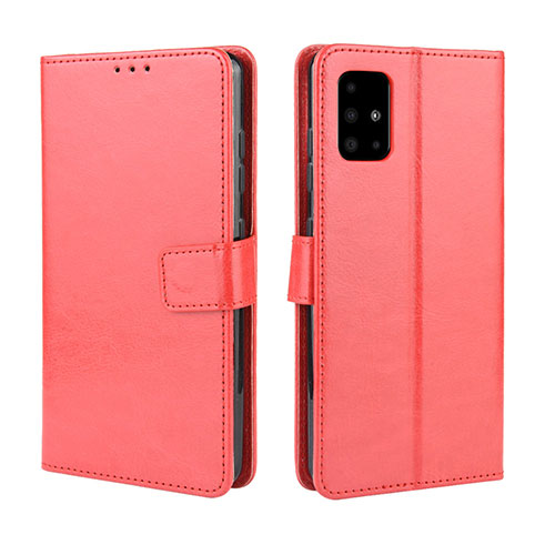 Leather Case Stands Flip Cover L04 Holder for Samsung Galaxy A51 5G Red