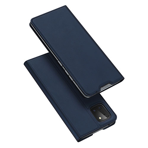 Leather Case Stands Flip Cover L04 Holder for Samsung Galaxy A81 Blue