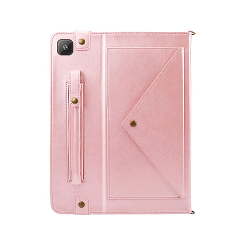 Leather Case Stands Flip Cover L04 Holder for Samsung Galaxy Tab S6 Lite 10.4 SM-P610 Rose Gold