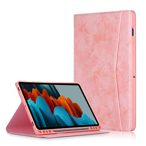 Leather Case Stands Flip Cover L04 Holder for Samsung Galaxy Tab S7 Plus 12.4 Wi-Fi SM-T970 Pink