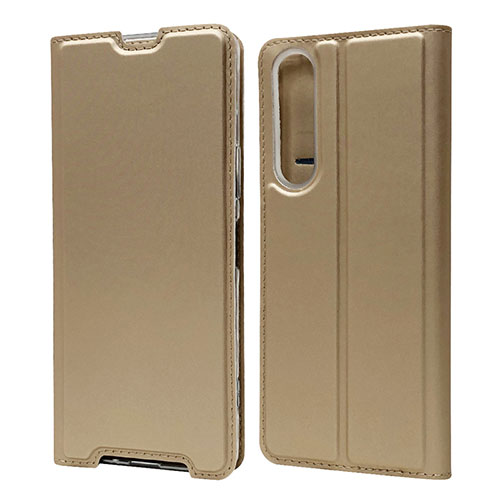 Leather Case Stands Flip Cover L04 Holder for Sony Xperia 1 II Gold