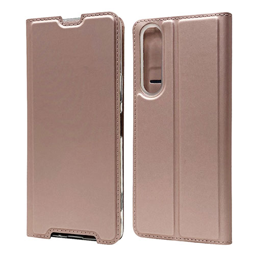 Leather Case Stands Flip Cover L04 Holder for Sony Xperia 1 II Rose Gold