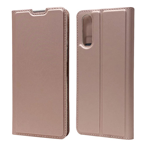Leather Case Stands Flip Cover L04 Holder for Sony Xperia 10 II Rose Gold