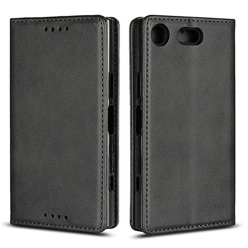 Leather Case Stands Flip Cover L04 Holder for Sony Xperia XZ1 Compact Black