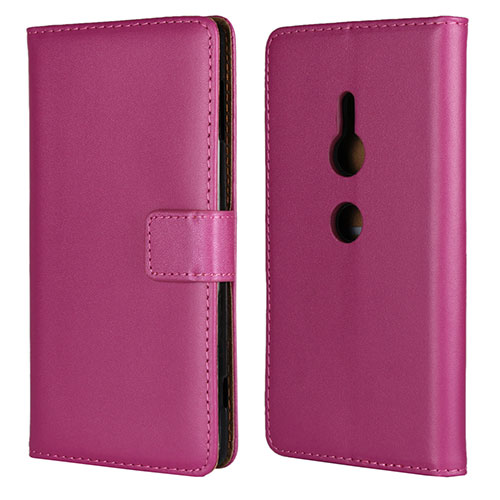Leather Case Stands Flip Cover L04 Holder for Sony Xperia XZ2 Hot Pink