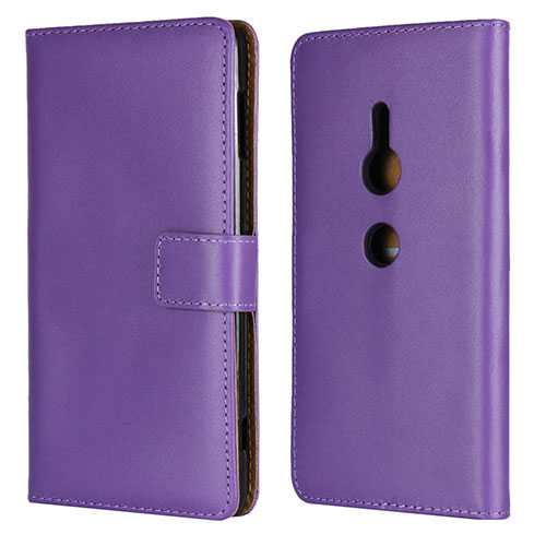 Leather Case Stands Flip Cover L04 Holder for Sony Xperia XZ2 Purple