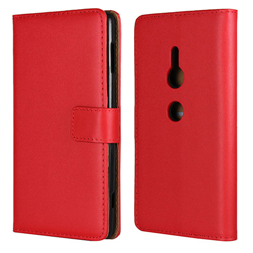Leather Case Stands Flip Cover L04 Holder for Sony Xperia XZ2 Red
