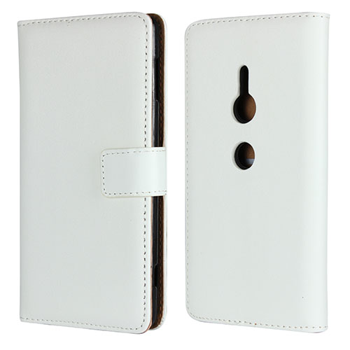 Leather Case Stands Flip Cover L04 Holder for Sony Xperia XZ2 White