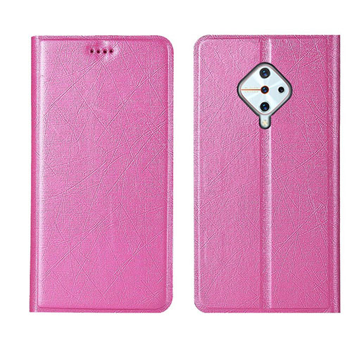 Leather Case Stands Flip Cover L04 Holder for Vivo X50 Lite Pink
