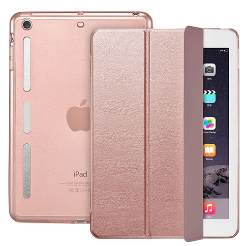 Leather Case Stands Flip Cover L05 for Apple iPad Mini Rose Gold