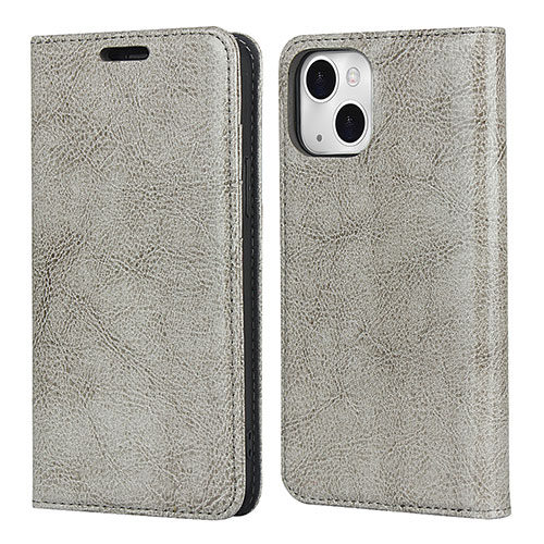 Leather Case Stands Flip Cover L05 Holder for Apple iPhone 13 Mini Gray