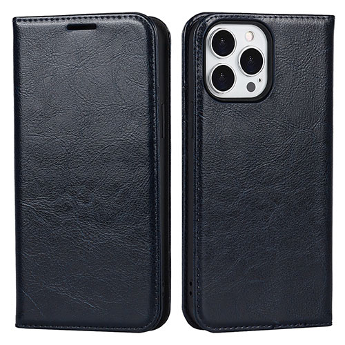 Leather Case Stands Flip Cover L05 Holder for Apple iPhone 13 Pro Max Navy Blue