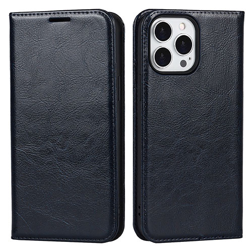 Leather Case Stands Flip Cover L05 Holder for Apple iPhone 13 Pro Navy Blue