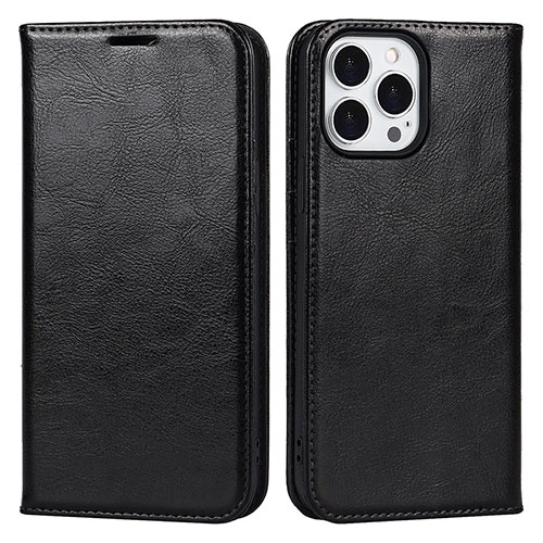 Leather Case Stands Flip Cover L05 Holder for Apple iPhone 14 Pro Black