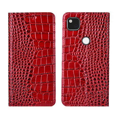 Leather Case Stands Flip Cover L05 Holder for Google Pixel 4a Red