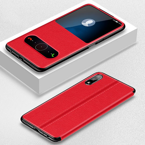 Leather Case Stands Flip Cover L05 Holder for Huawei Honor 9X Red