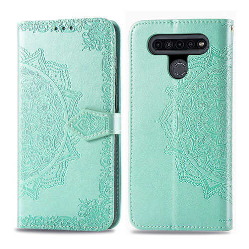 Leather Case Stands Flip Cover L05 Holder for LG K41S Cyan