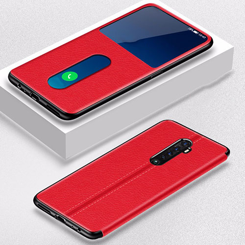 Leather Case Stands Flip Cover L05 Holder for Oppo Reno2 Red