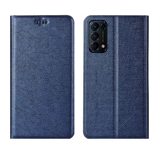 Leather Case Stands Flip Cover L05 Holder for Oppo Reno5 5G Blue
