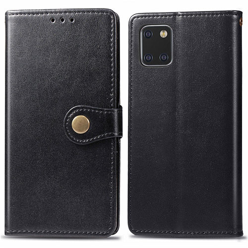 Leather Case Stands Flip Cover L05 Holder for Samsung Galaxy A81 Black