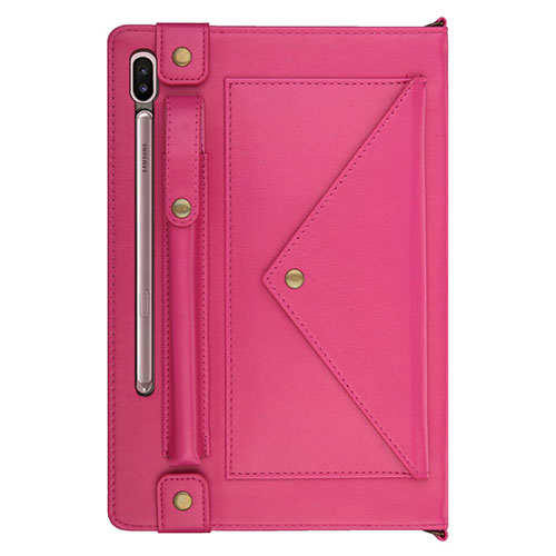 Leather Case Stands Flip Cover L05 Holder for Samsung Galaxy Tab S6 10.5 SM-T860 Hot Pink
