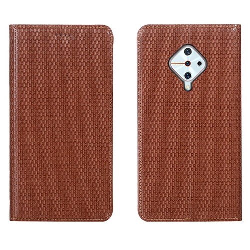 Leather Case Stands Flip Cover L05 Holder for Vivo X50 Lite Orange