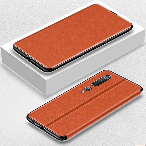 Leather Case Stands Flip Cover L05 Holder for Xiaomi Mi 10 Orange