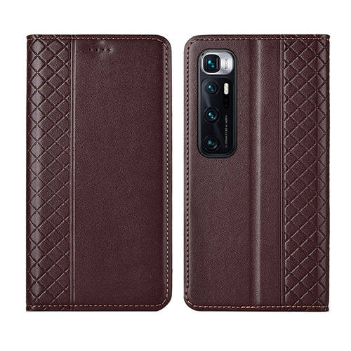 Leather Case Stands Flip Cover L05 Holder for Xiaomi Mi 10 Ultra Brown
