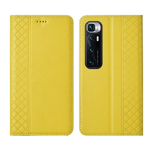 Leather Case Stands Flip Cover L05 Holder for Xiaomi Mi 10 Ultra Yellow