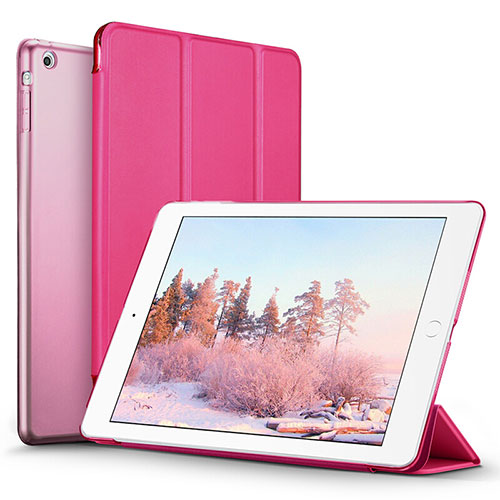 Leather Case Stands Flip Cover L06 for Apple iPad Mini Hot Pink