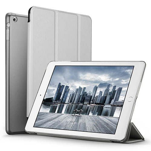 Leather Case Stands Flip Cover L06 for Apple iPad Mini Silver