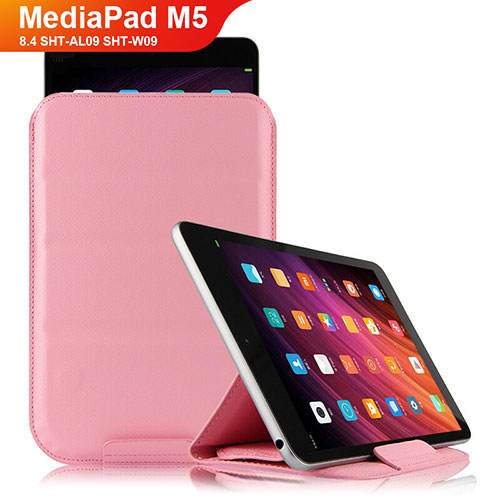 Leather Case Stands Flip Cover L06 for Huawei MediaPad M5 8.4 SHT-AL09 SHT-W09 Pink