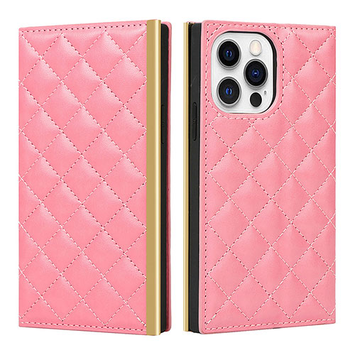 Leather Case Stands Flip Cover L06 Holder for Apple iPhone 14 Pro Max Pink