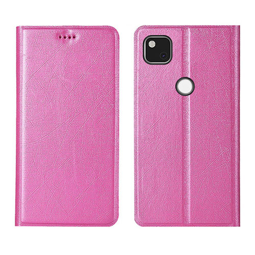 Leather Case Stands Flip Cover L06 Holder for Google Pixel 4a Pink