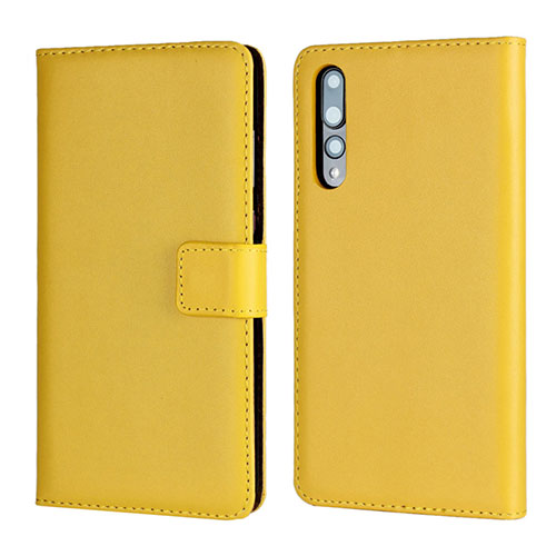 Leather Case Stands Flip Cover L06 Holder for Huawei P20 Pro Yellow
