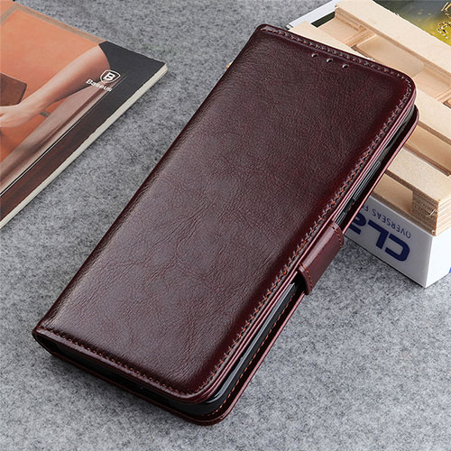 Leather Case Stands Flip Cover L06 Holder for LG K22 Brown