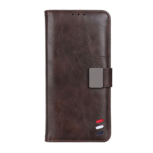 Leather Case Stands Flip Cover L06 Holder for Motorola Moto G 5G Brown