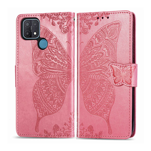 Leather Case Stands Flip Cover L06 Holder for Oppo A15 Pink